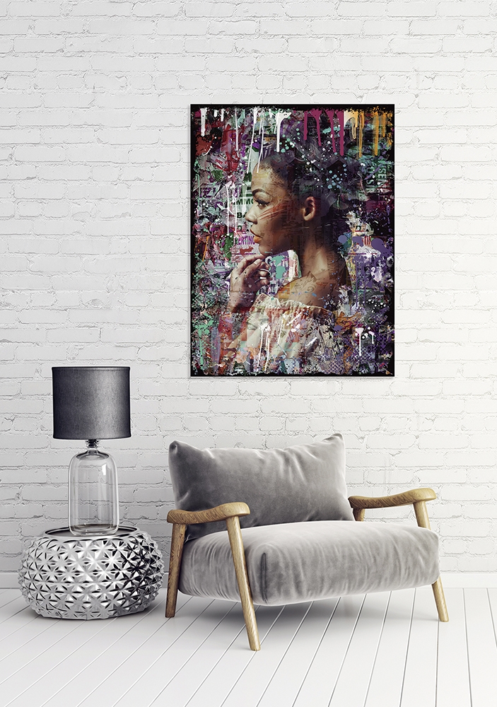 Giallobus Toile Imprimée Banksy - Pluie De Couleurs 100x70 Cm - Tableau Moderne Murale Pour Salon Chambre Décoration Contemporaine